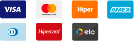 Visa, Mastercard, Hiper, Amex, Diners, Hipercard, Elo